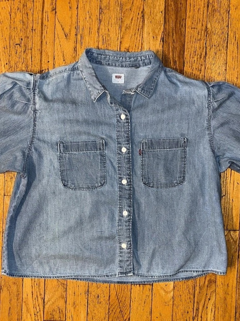 Levi's Alice Long-Sleeve Puff Denim Blouse - Medium